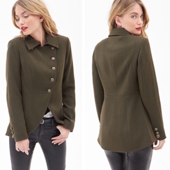Forever 21 Jackets & Blazers - 5-Button Contemporary Army Green Coat